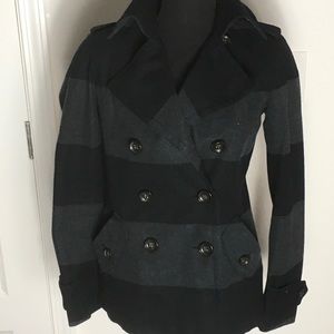 Gap striped color block double breasted coat